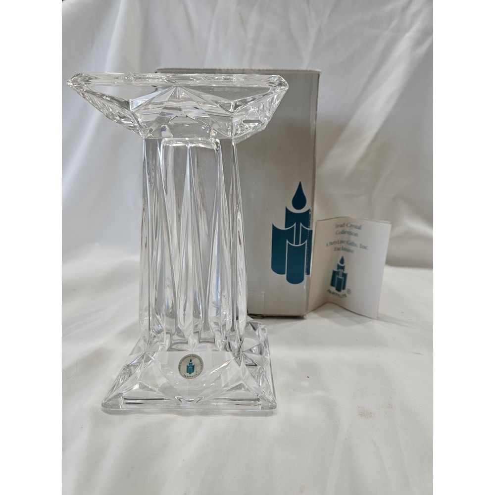 PartyLite P7374 Quad Prism Pedestal Fine Lead Crystal Pillar Candle Holder New